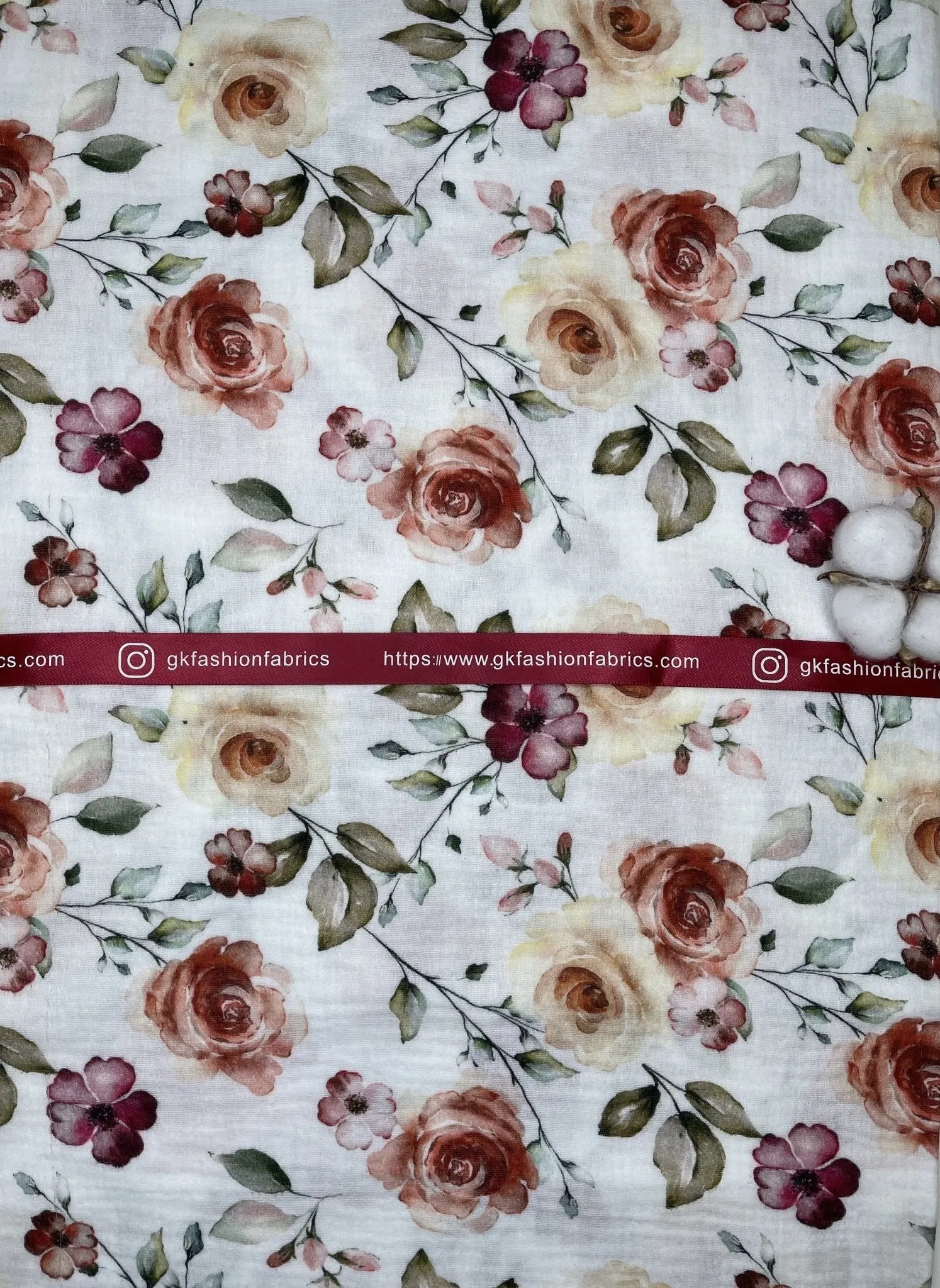 Double layered gauze muslin digital flowers print