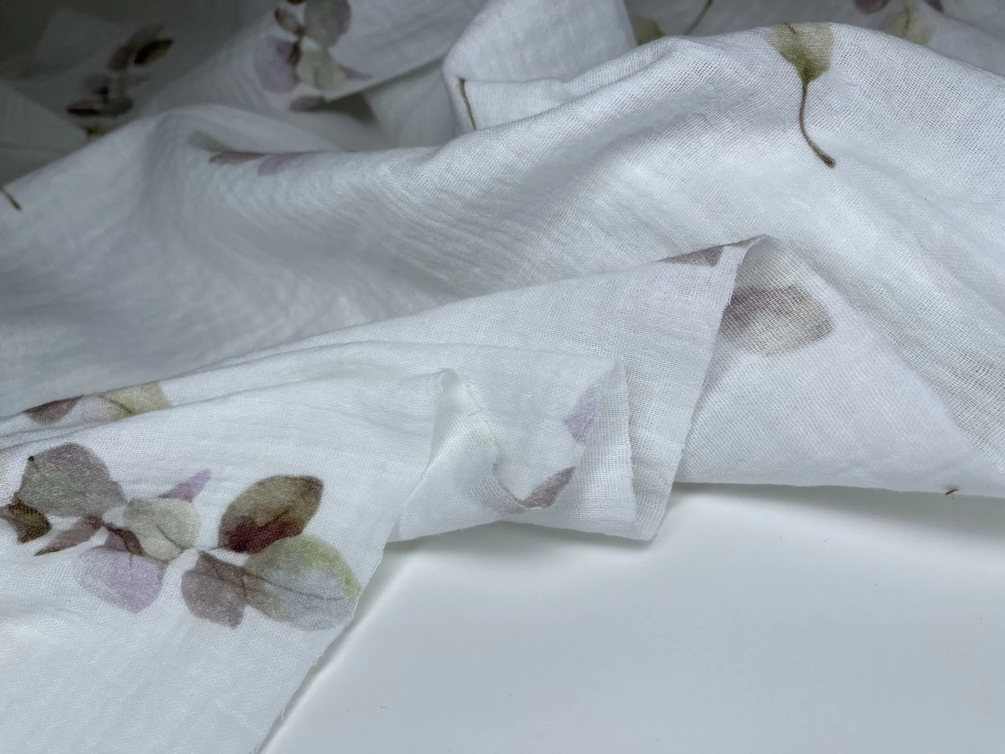 Double layered gauze muslin digital flowers print