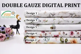 Double layered gauze muslin digital flowers print