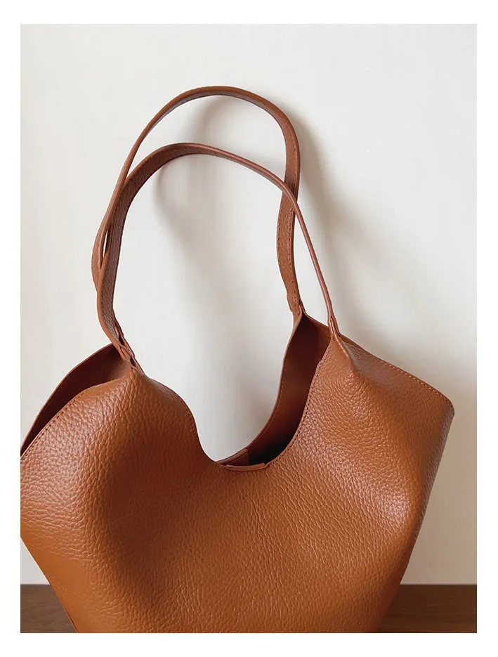 Elena Handbags Simple Leather Tote Bag