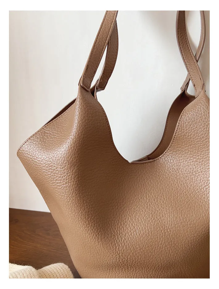 Elena Handbags Simple Leather Tote Bag