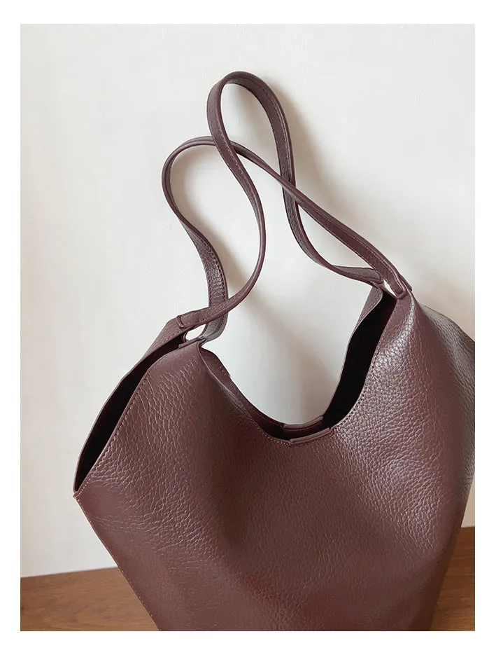 Elena Handbags Simple Leather Tote Bag