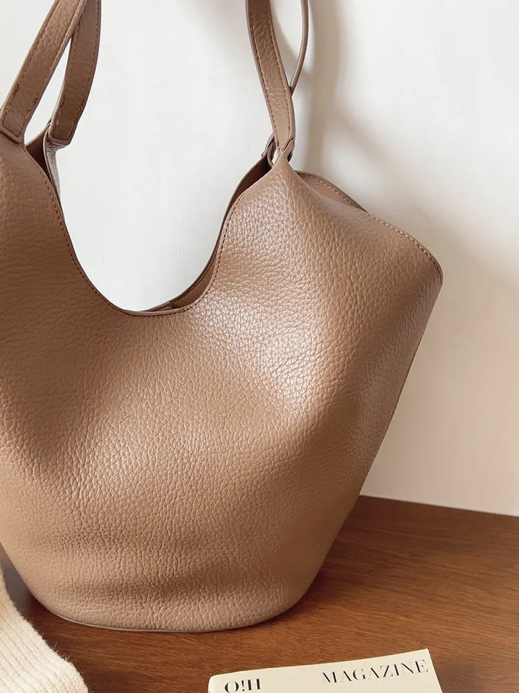 Elena Handbags Simple Leather Tote Bag