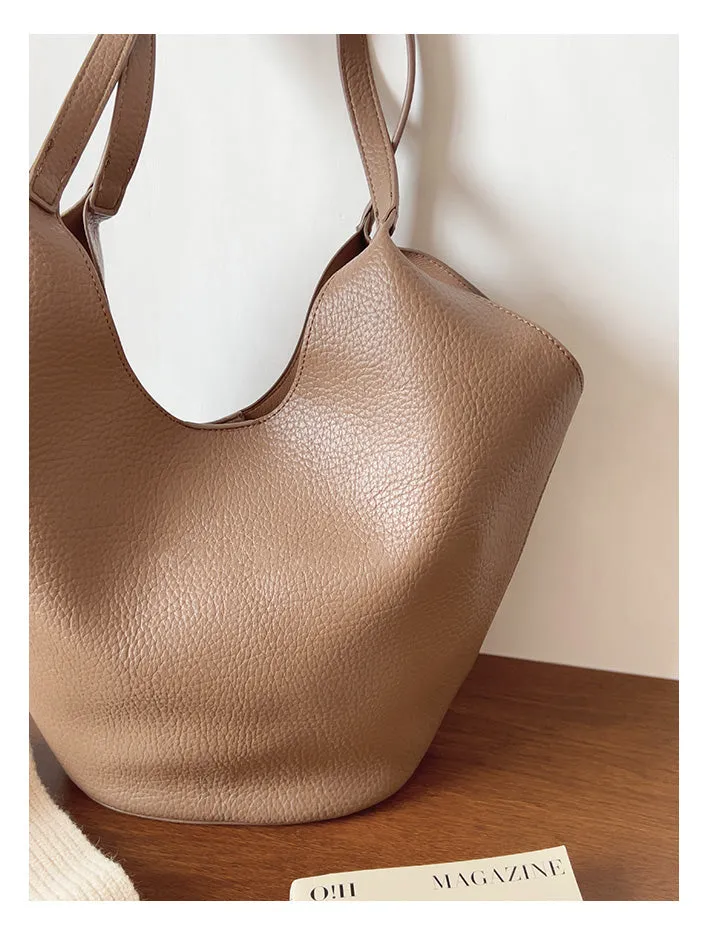 Elena Handbags Simple Leather Tote Bag