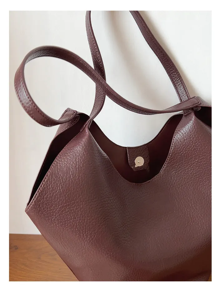 Elena Handbags Simple Leather Tote Bag