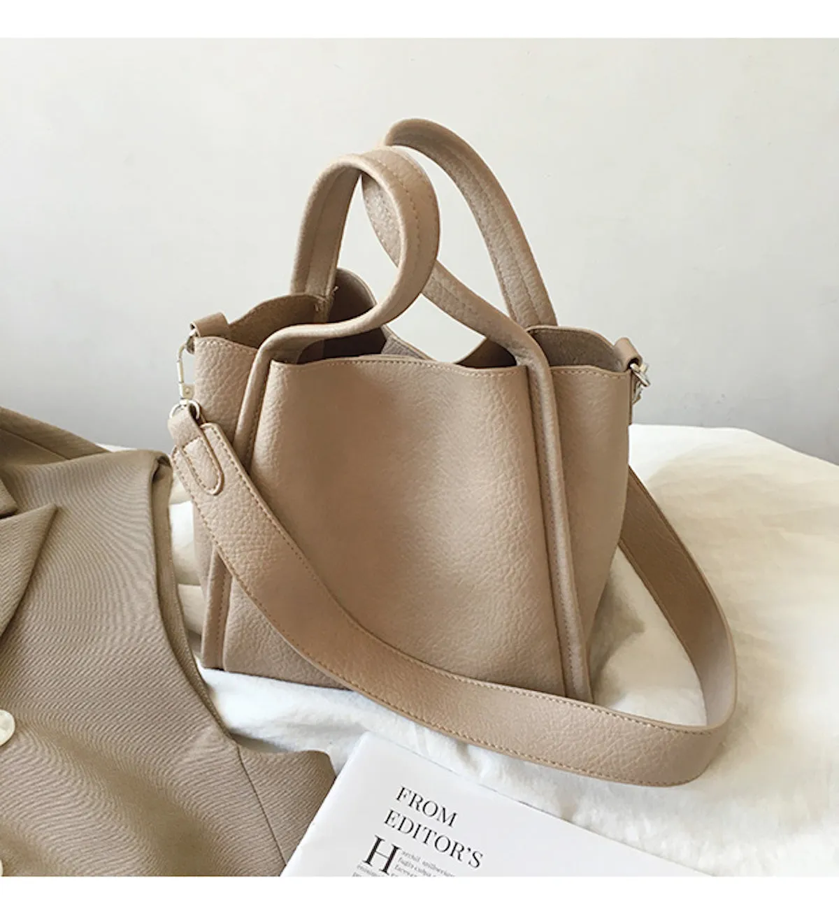 Elena Handbags Ultra Soft Leather Bucket Bag