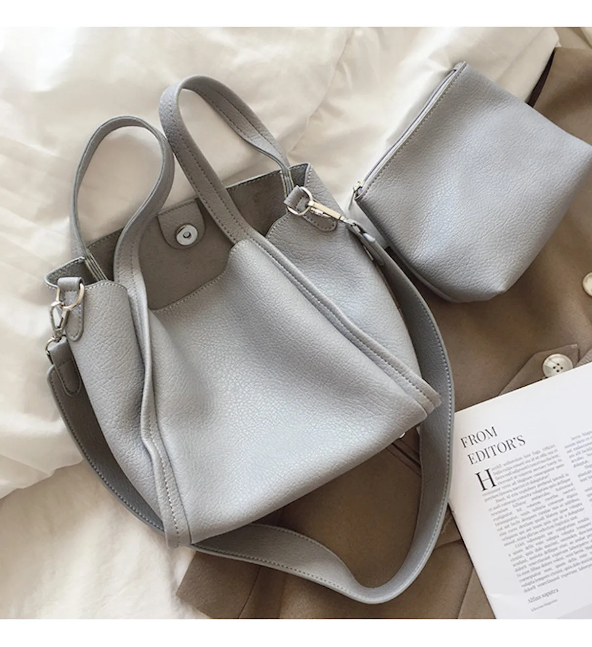 Elena Handbags Ultra Soft Leather Bucket Bag