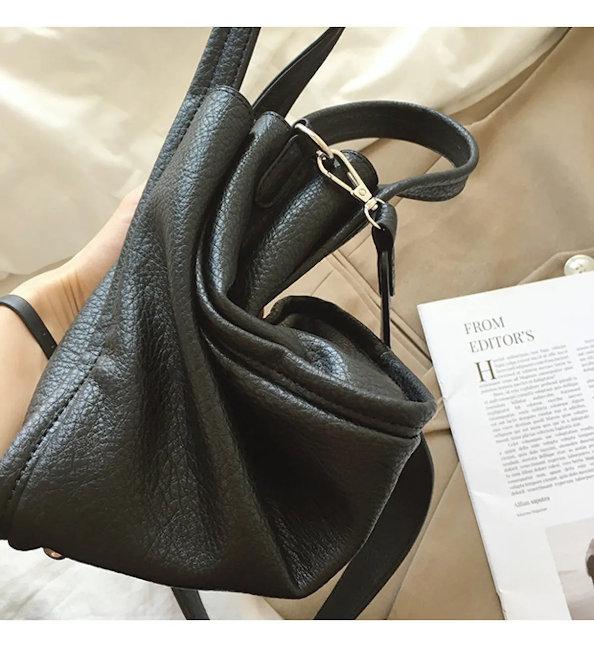 Elena Handbags Ultra Soft Leather Bucket Bag