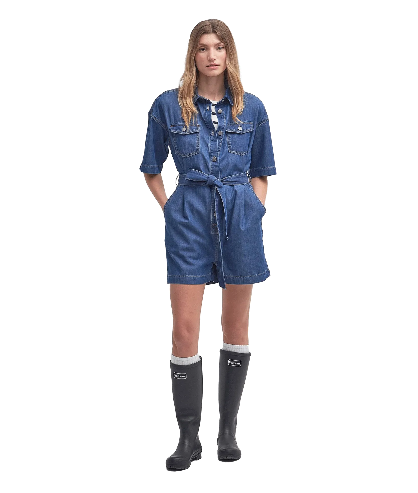 Evelyn Denim Playsuit - Blue