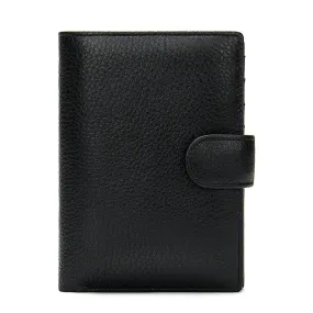 Fashion Black Button Cowhide Wallet