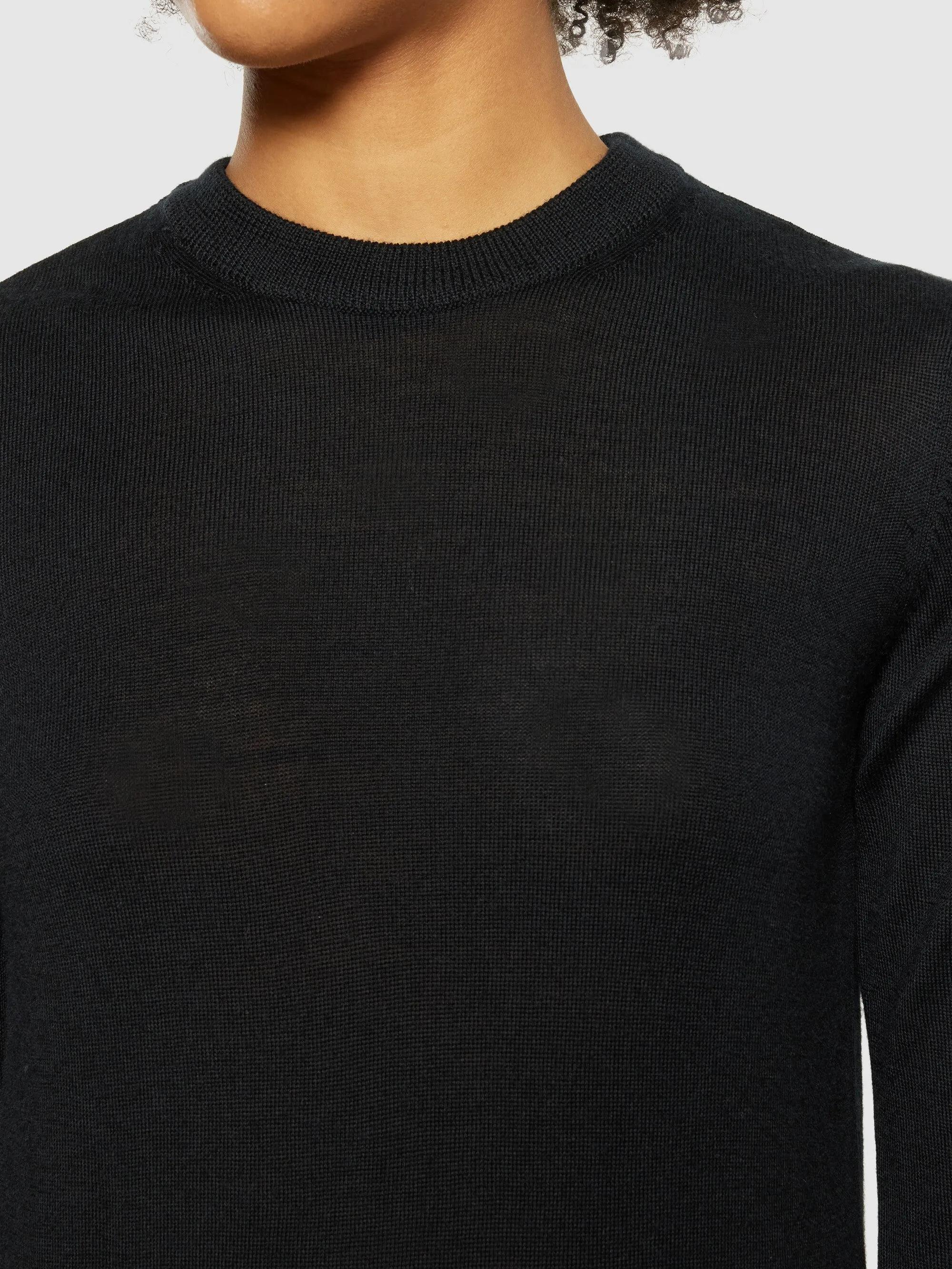 Fine merino crew neck - RWS - Black Jet