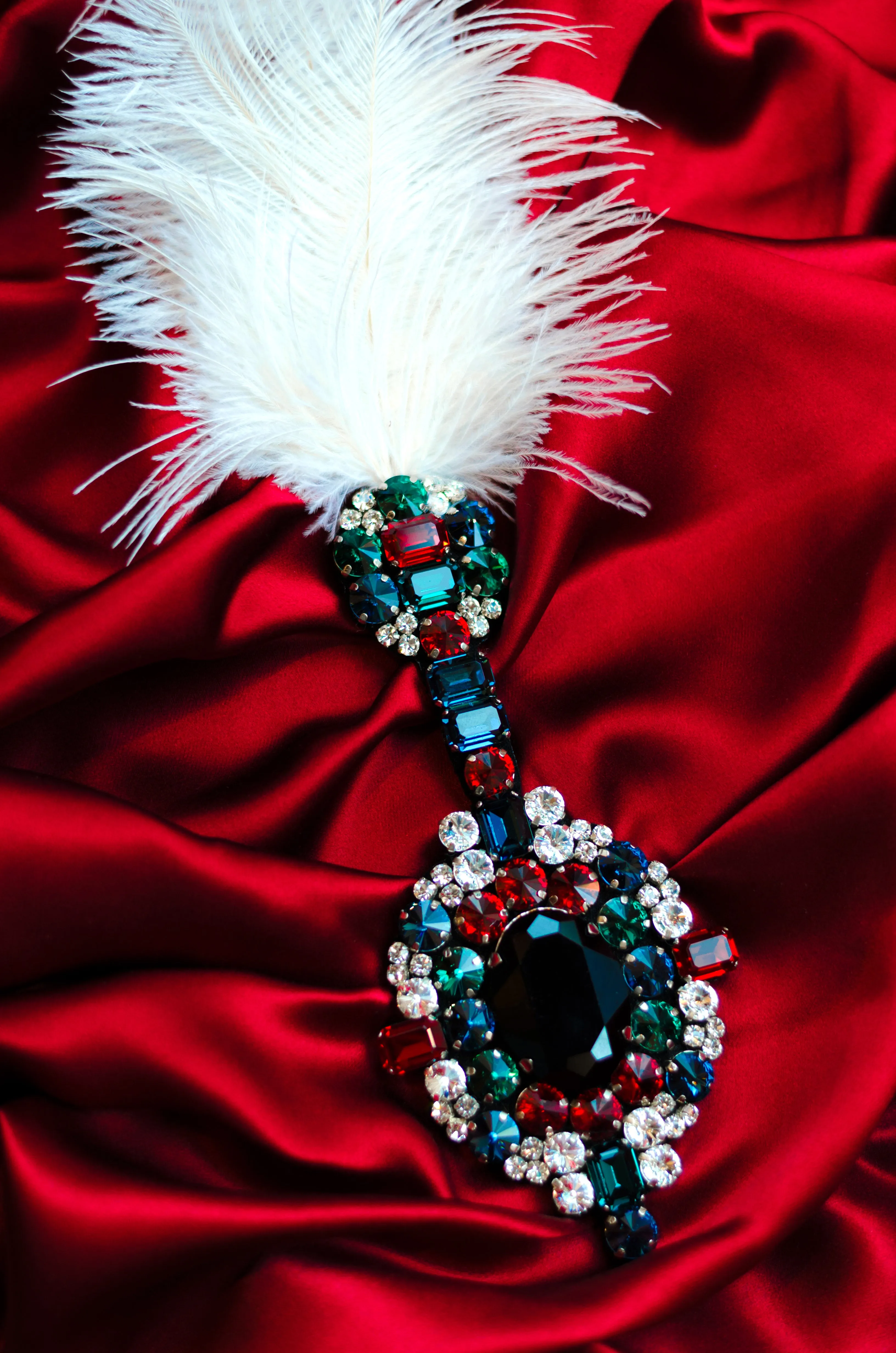 Gothic Crystal Feather Brooch