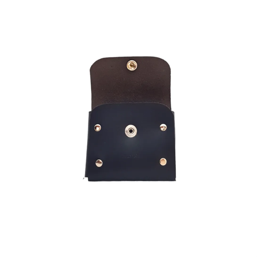 Handmade Leather Simple Coin Purse - Navy