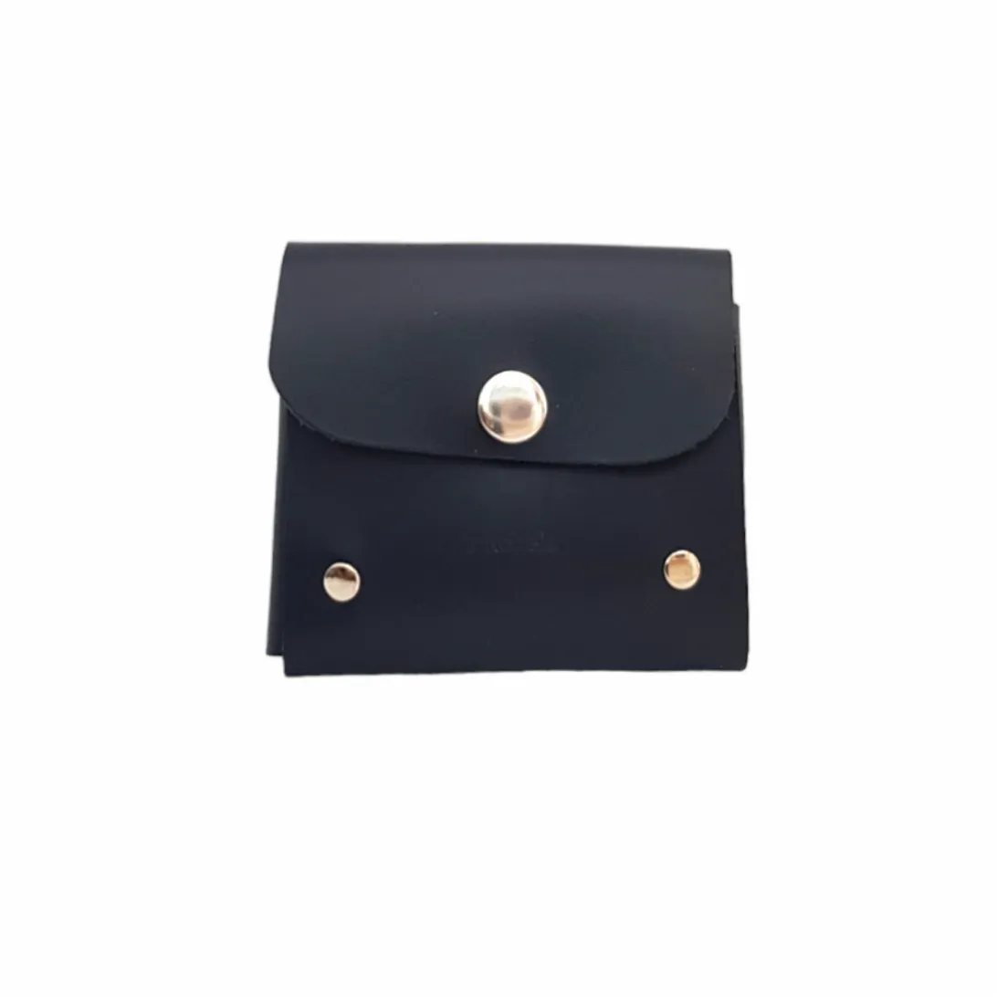 Handmade Leather Simple Coin Purse - Navy