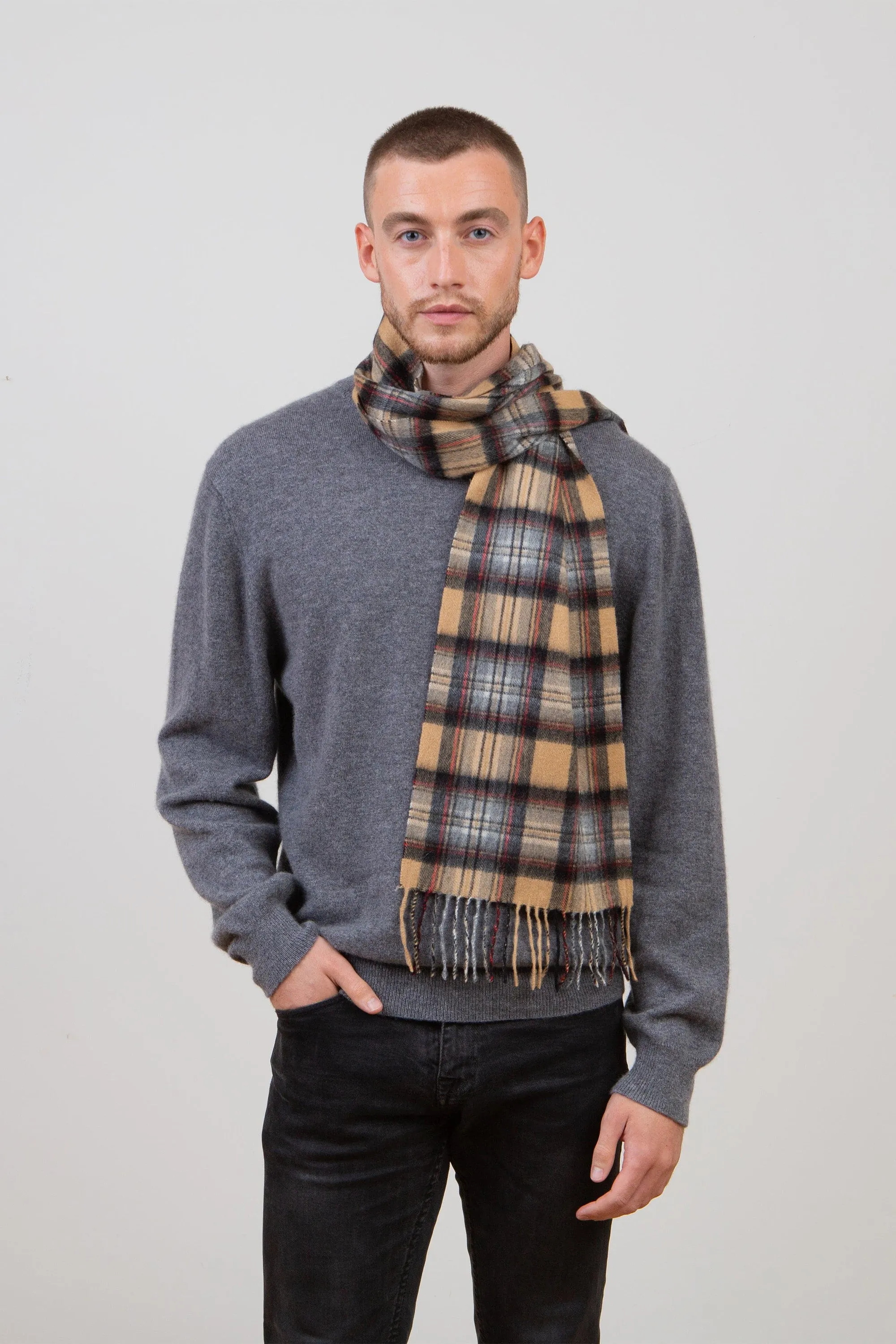 Heritage Tartan Cashmere Scarf - Official Camel Stewart