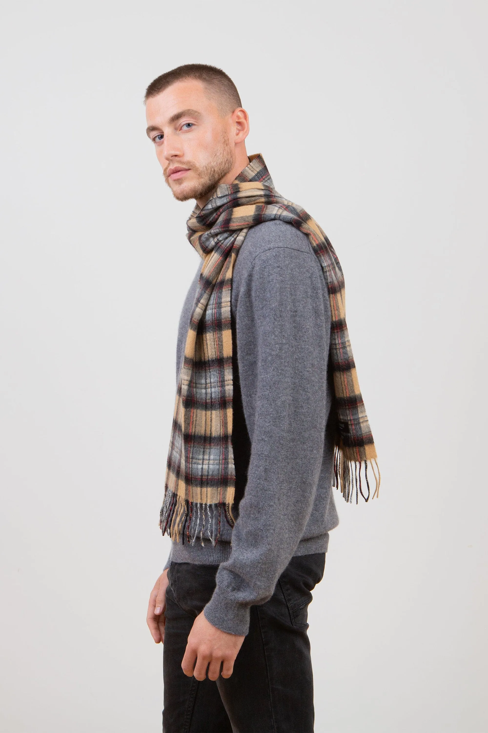 Heritage Tartan Cashmere Scarf - Official Camel Stewart