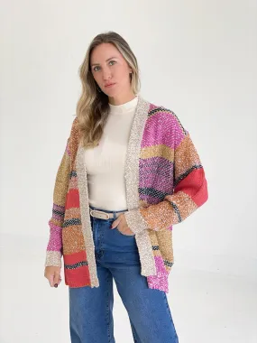 Hudson Cardigan - Fuchsia/Mustard