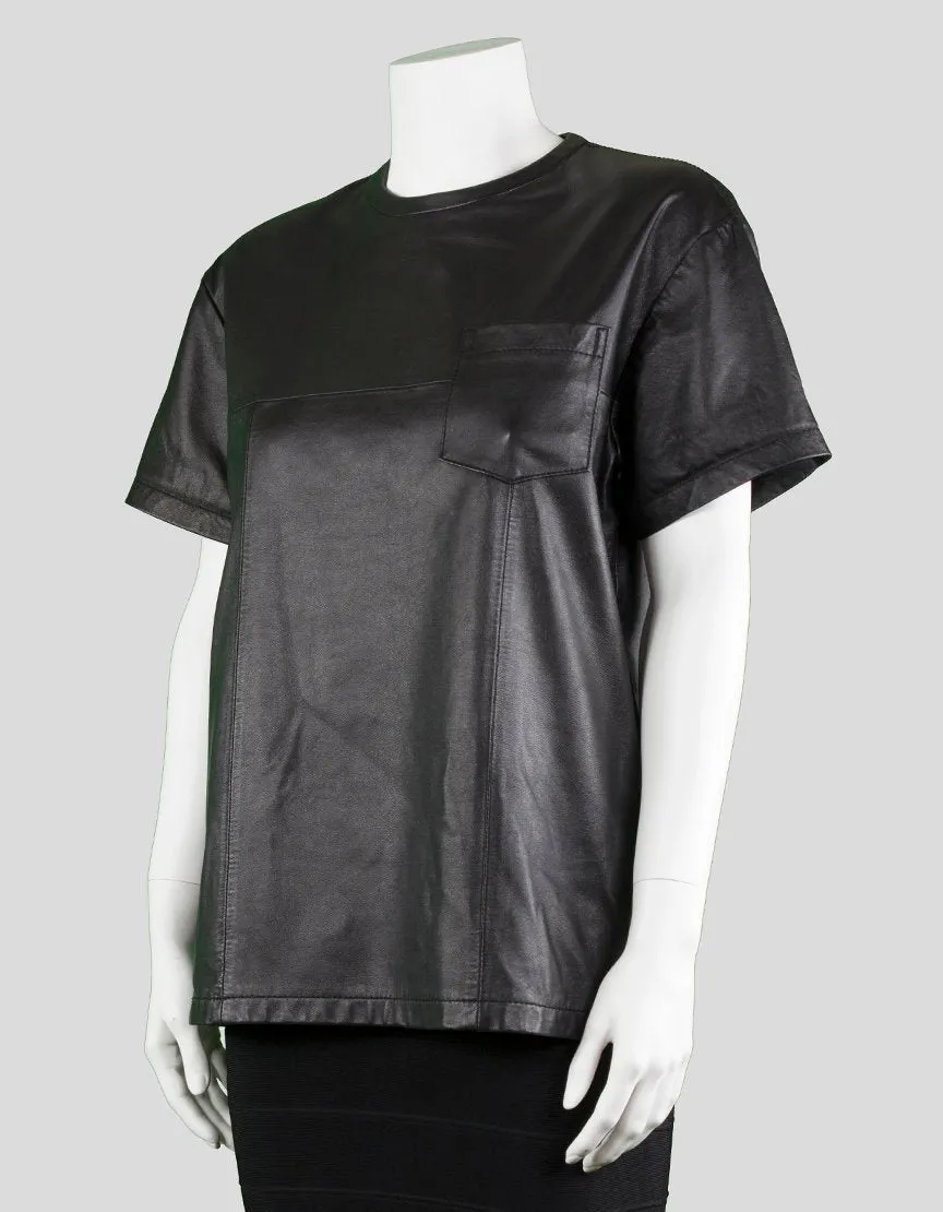 Jonathan Simkhai Short Sleeve Leather Top  - Small