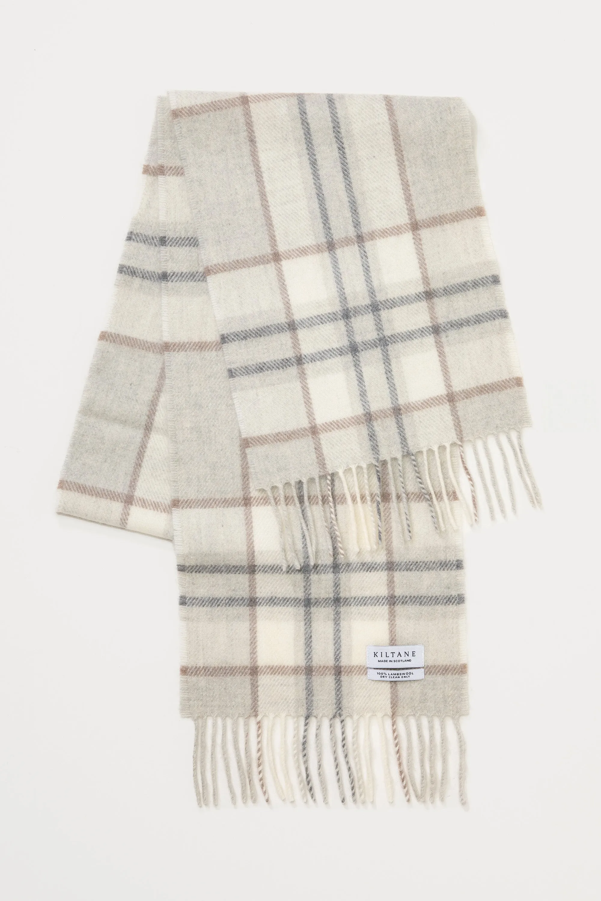 Made in Scotland Lambswool Scarf - Lunanburn Check Ash