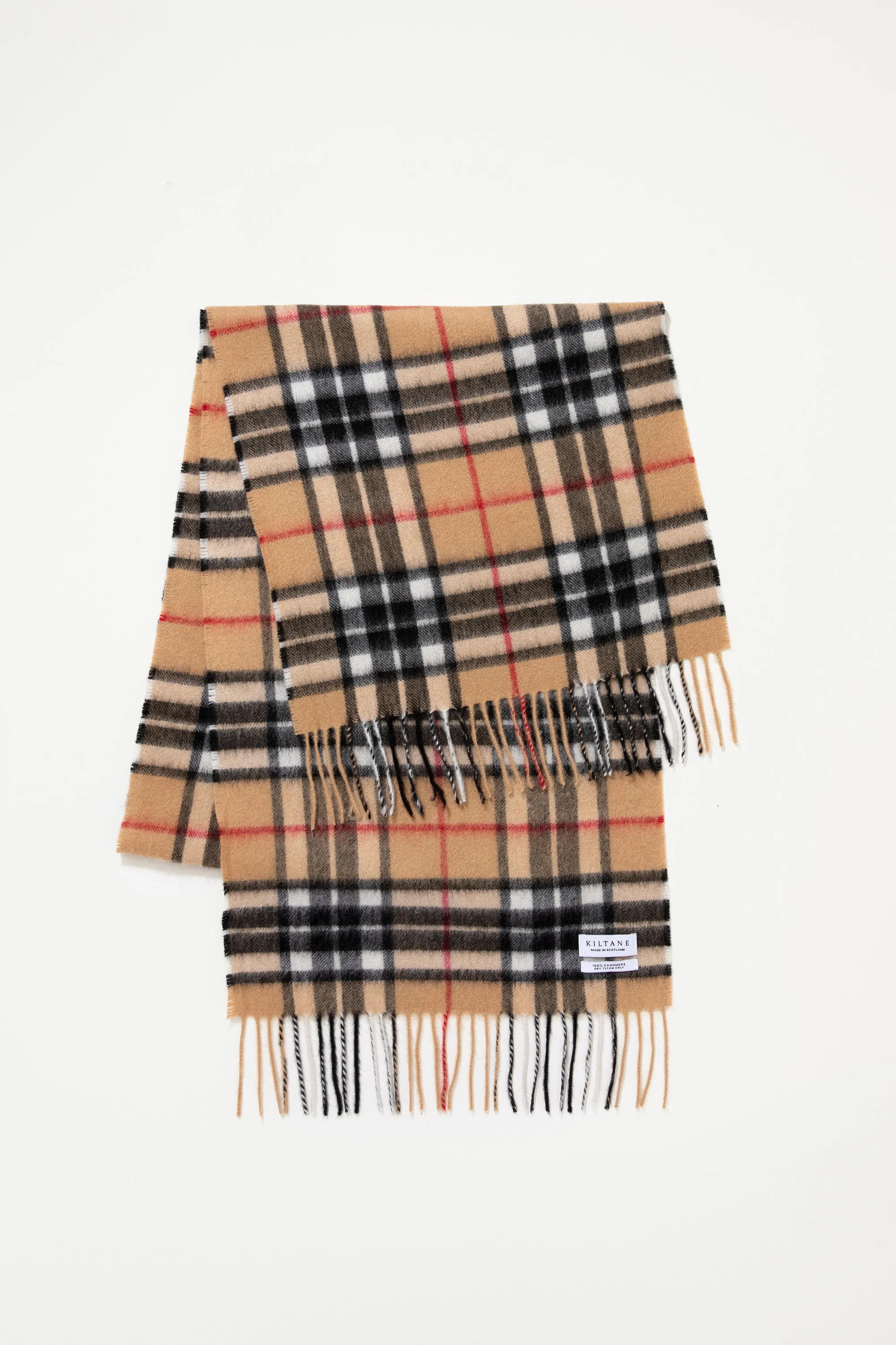 Made in Scotland Scotty Thompson Cashmere Wide Scarf - Camel