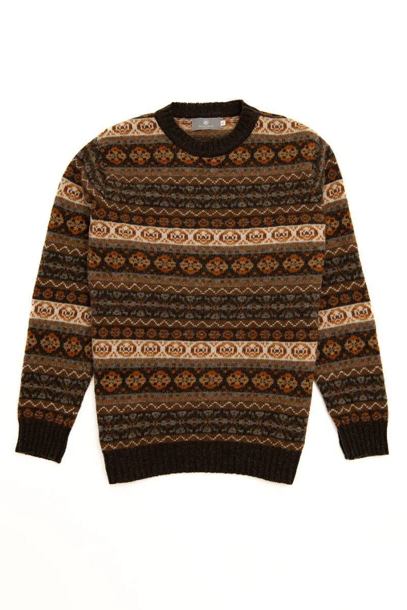 Mens Fair isle Drumtochty Jumper - Autumn Brown