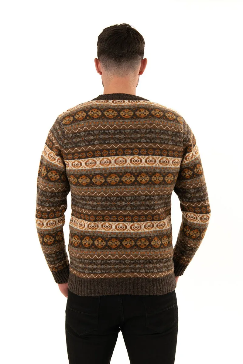 Mens Fair isle Drumtochty Jumper - Autumn Brown