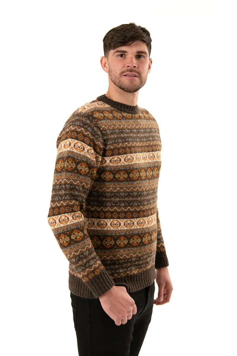 Mens Fair isle Drumtochty Jumper - Autumn Brown