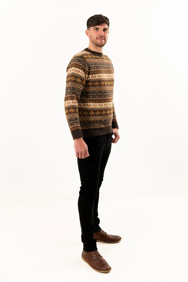 Mens Fair isle Drumtochty Jumper - Autumn Brown