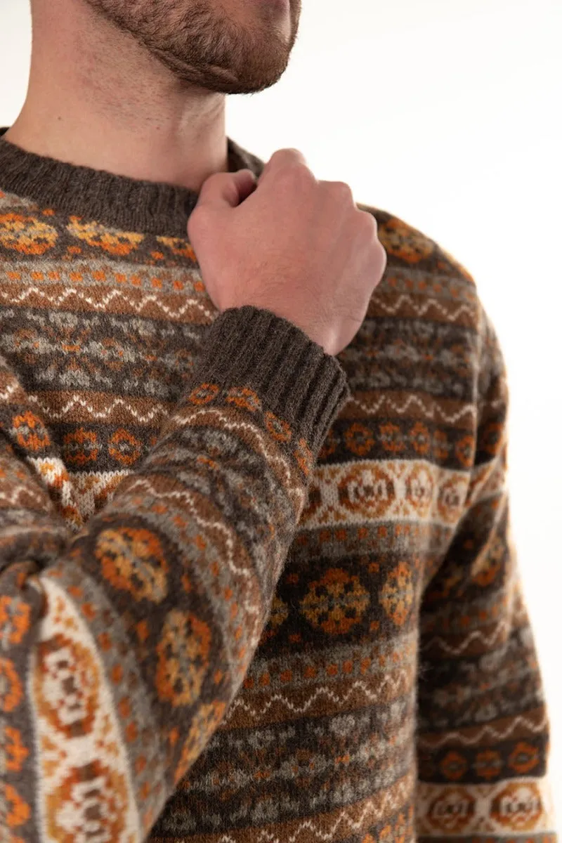 Mens Fair isle Drumtochty Jumper - Autumn Brown