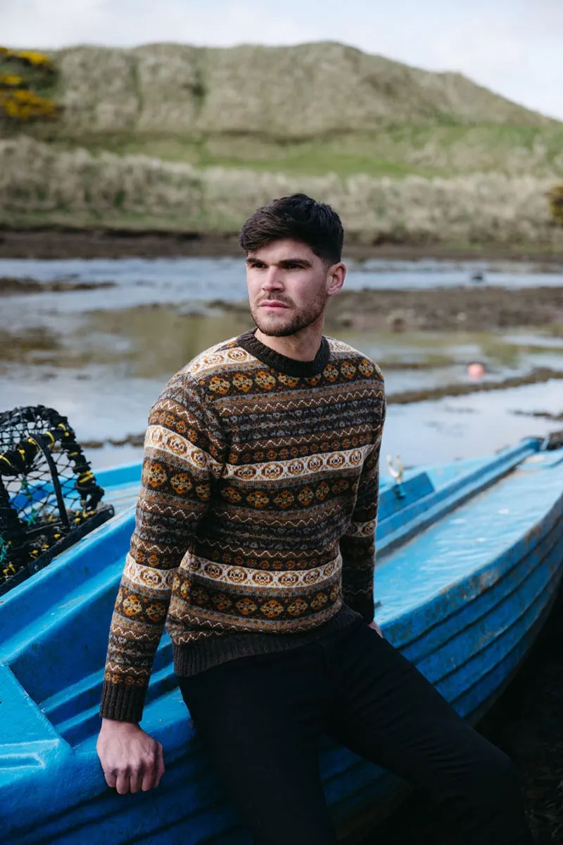 Mens Fair isle Drumtochty Jumper - Autumn Brown