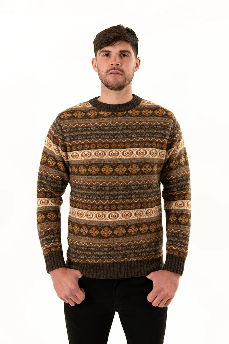 Mens Fair isle Drumtochty Jumper - Autumn Brown