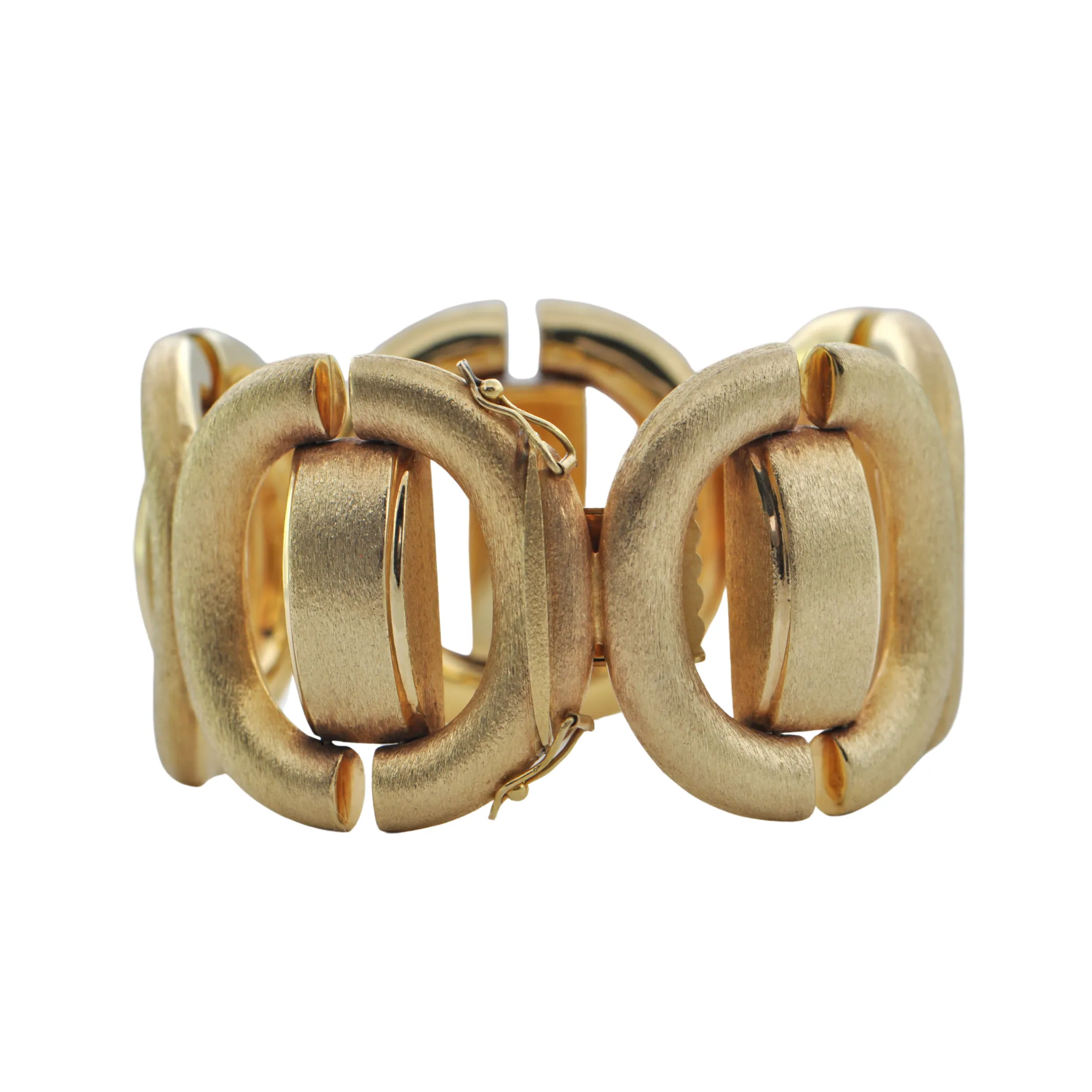 Mid-Century Solid 18k Yellow Gold Cuff Bracelet (C.1960)