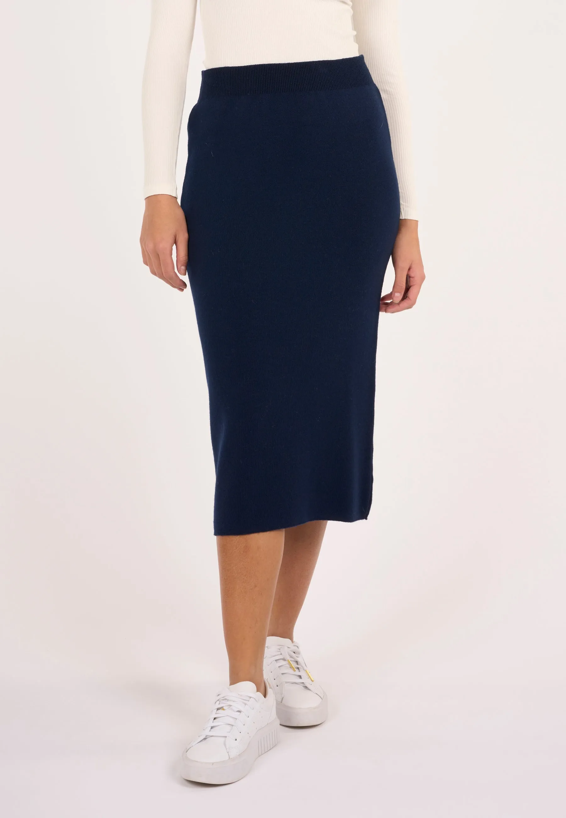 Midth lengt merino knit skirt - Total Eclipse