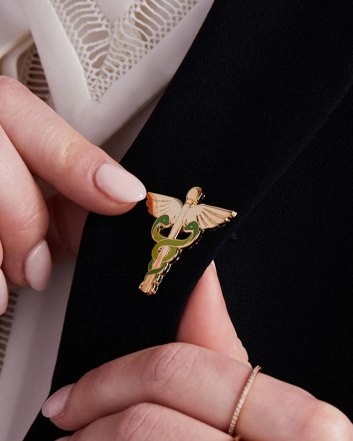 Modern Caduceus Lapel Pin