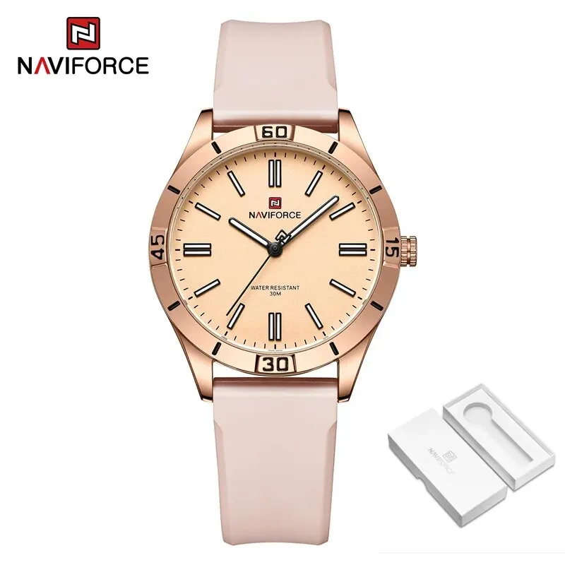 NAVIFORCE 5041 Brand New Design Women's Simple Watch Fashion Ladies Clock Waterproof Silicone Strap Wristwatch Relogio Feminino 2023