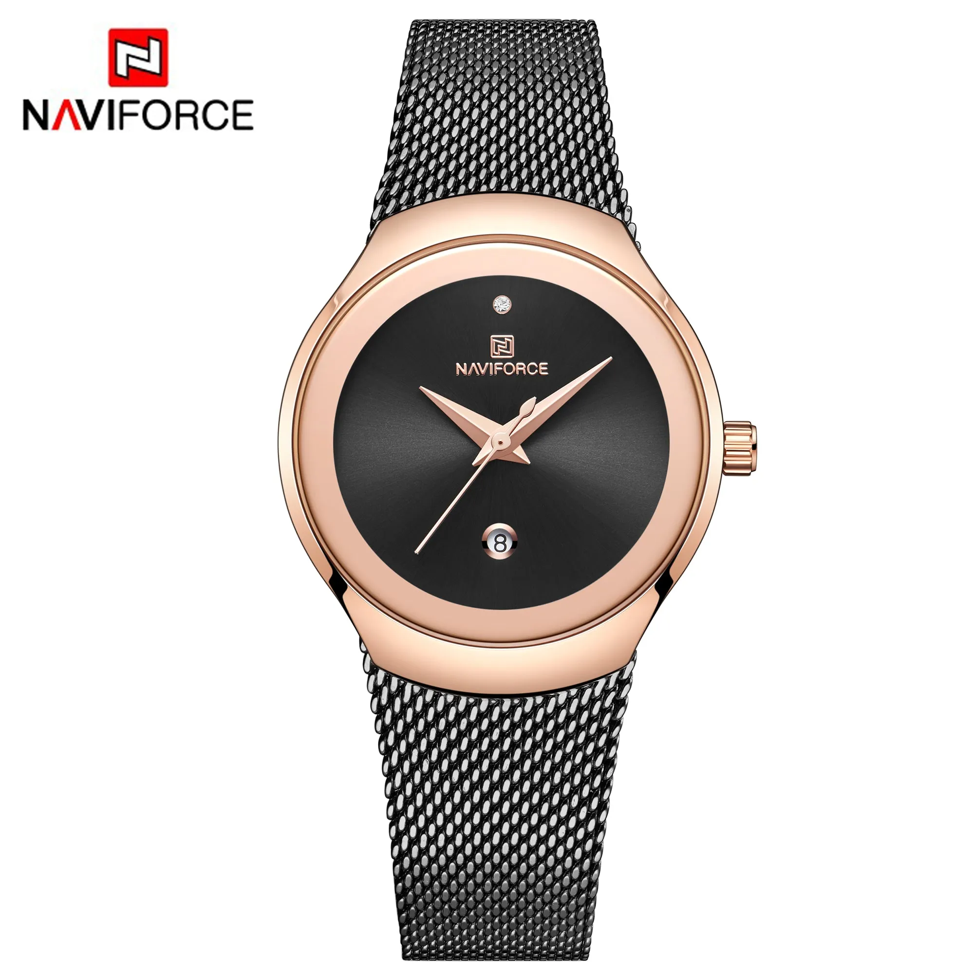 NAVIFORCE Watch Women Fashion Simple Quartz Watches Lady Stainless Steel Waterproof Wristwatch NF5004