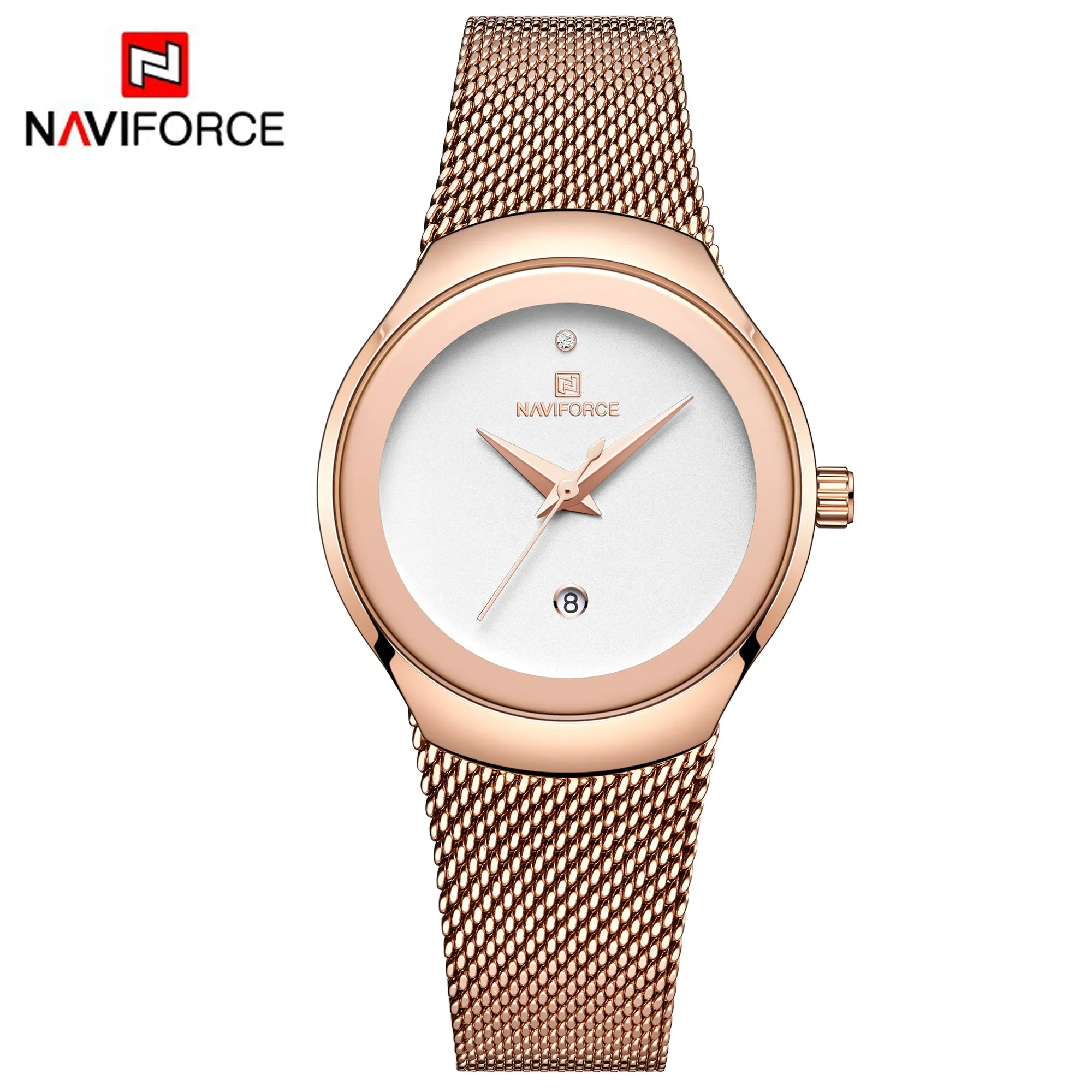 NAVIFORCE Watch Women Fashion Simple Quartz Watches Lady Stainless Steel Waterproof Wristwatch NF5004