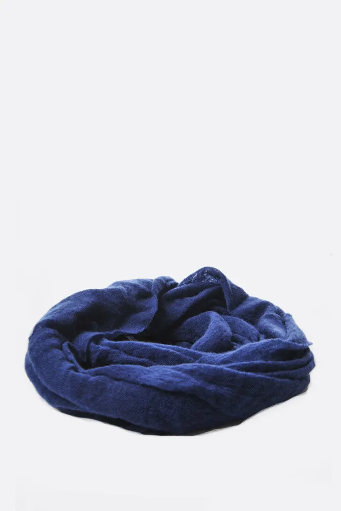 Navy Classic Knit Cashmere Tube Scarf