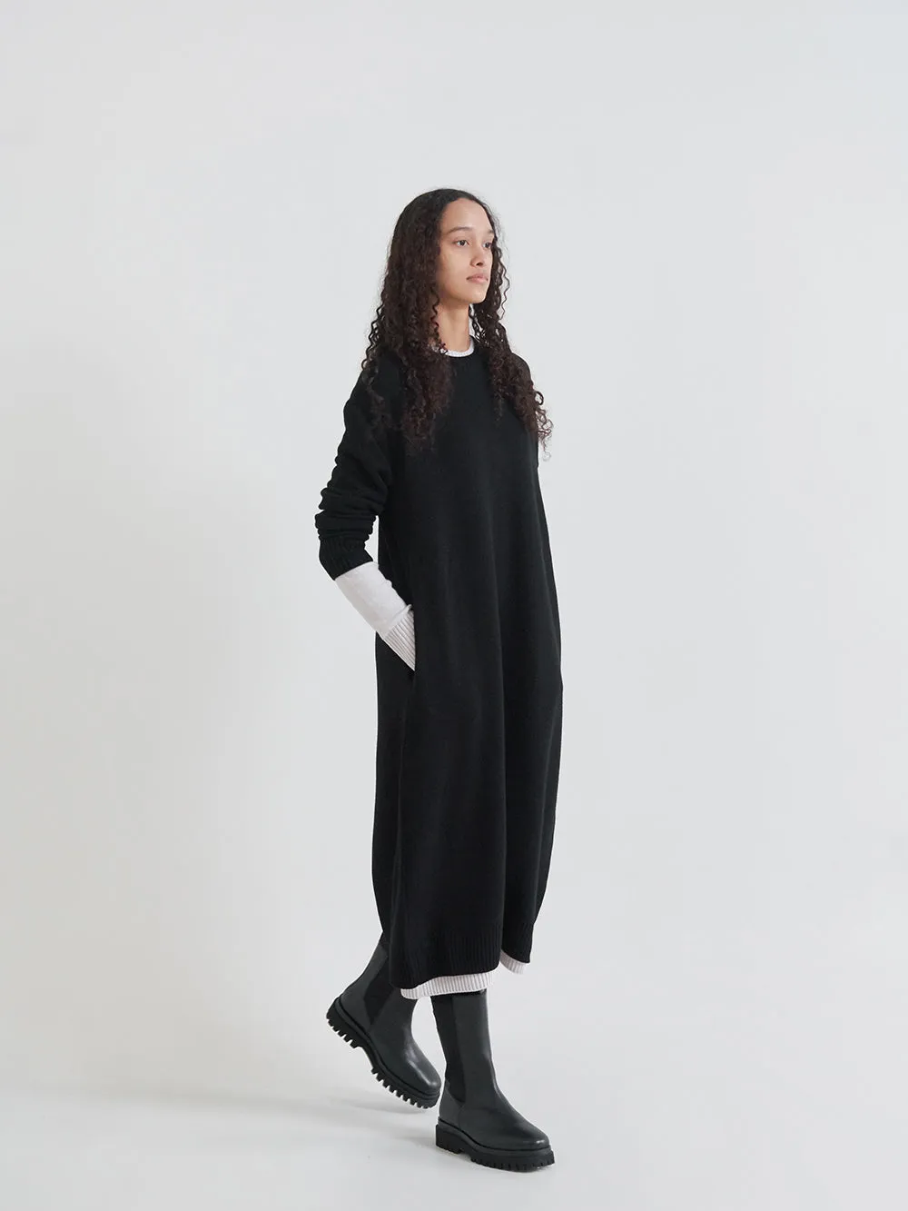 PAUL KNIT DRESS (ANCIENT STONE)