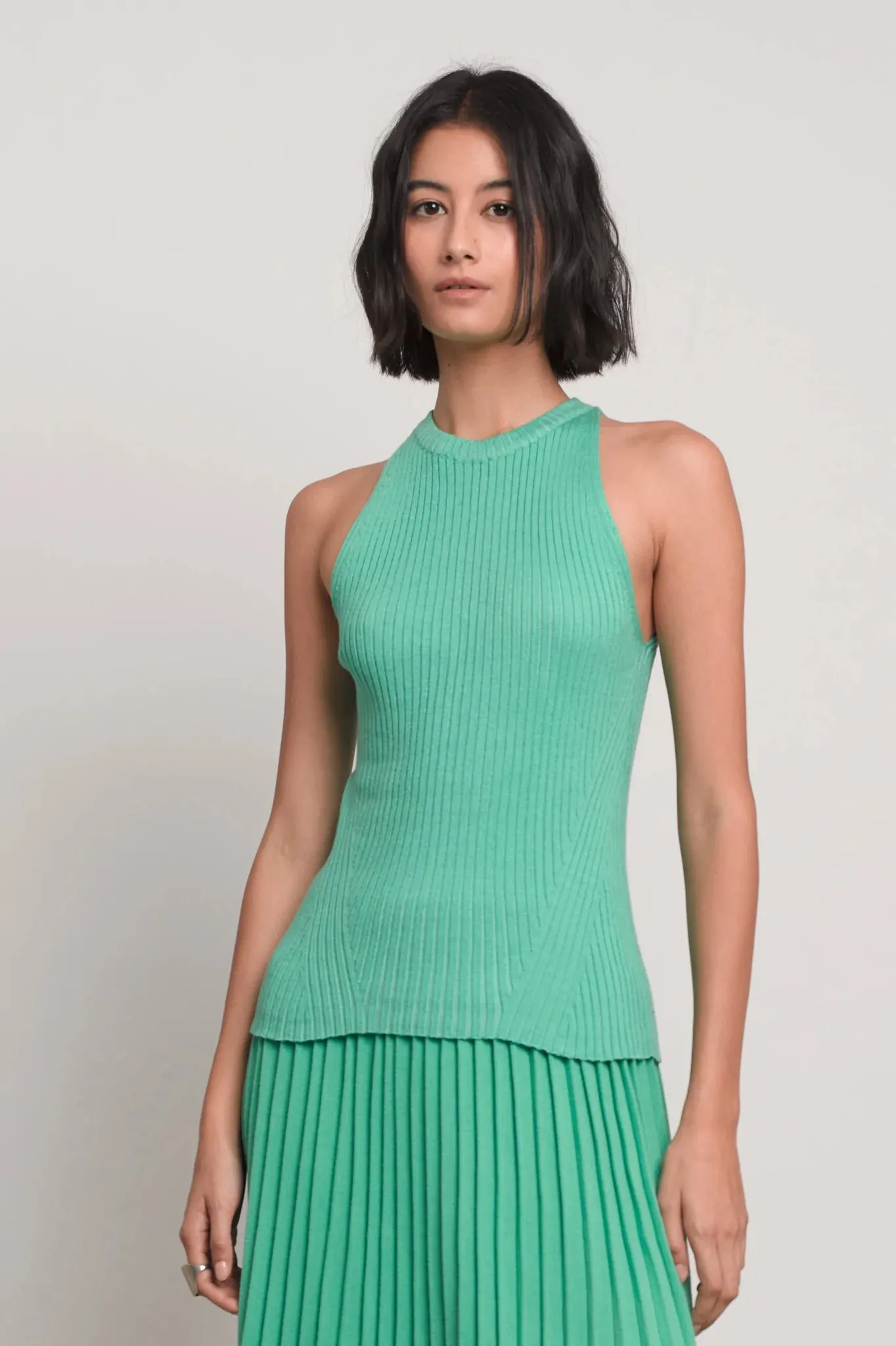 Pia Sleeveless Green Tank