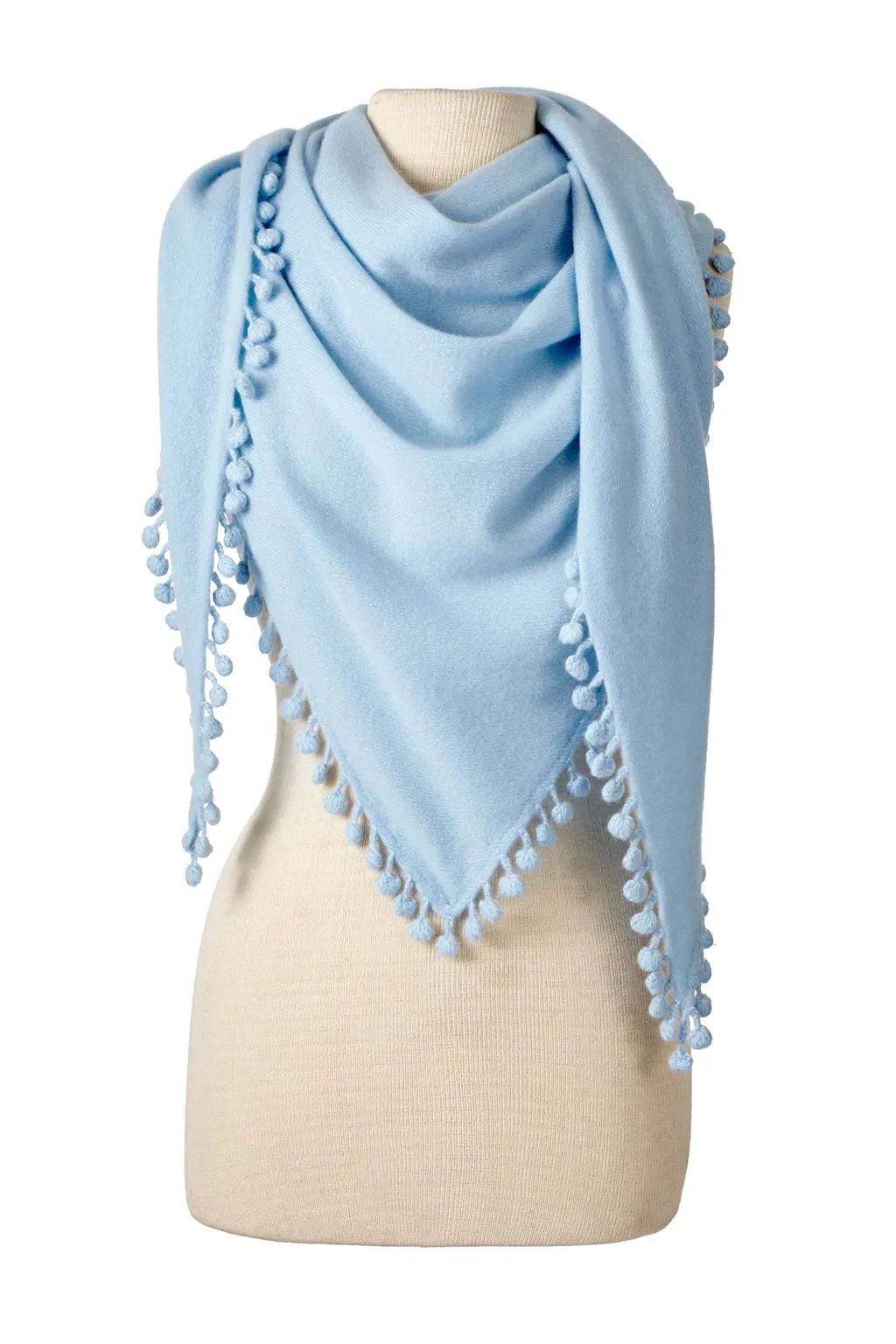 Pom-Pom Triangle Wrap - Powder Blue