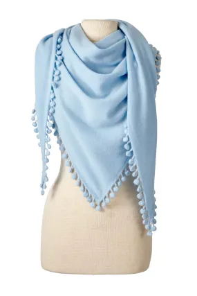 Pom-Pom Triangle Wrap - Powder Blue