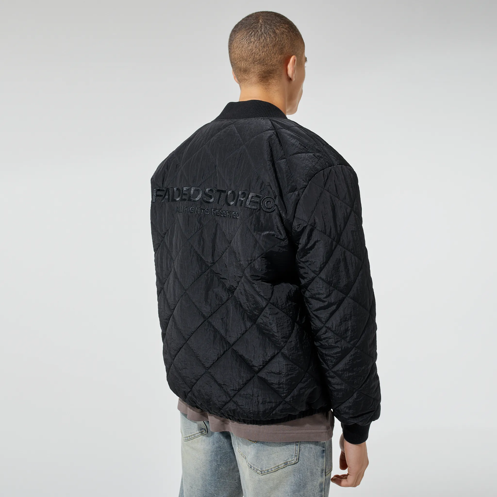 Quilted Bomber Jacket | Black