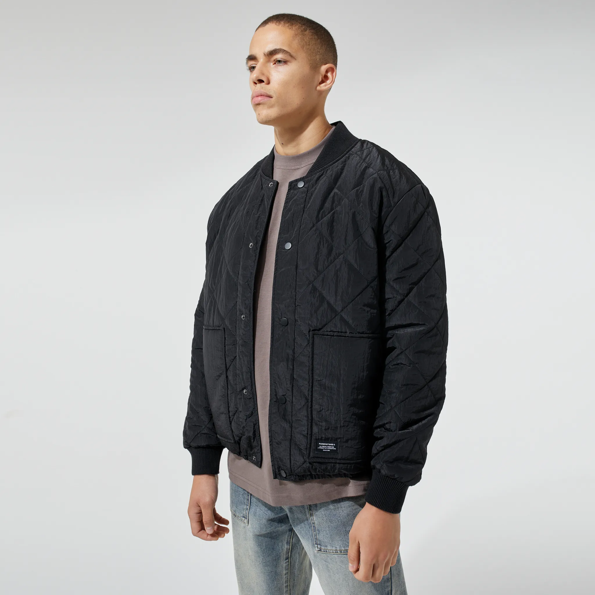 Quilted Bomber Jacket | Black