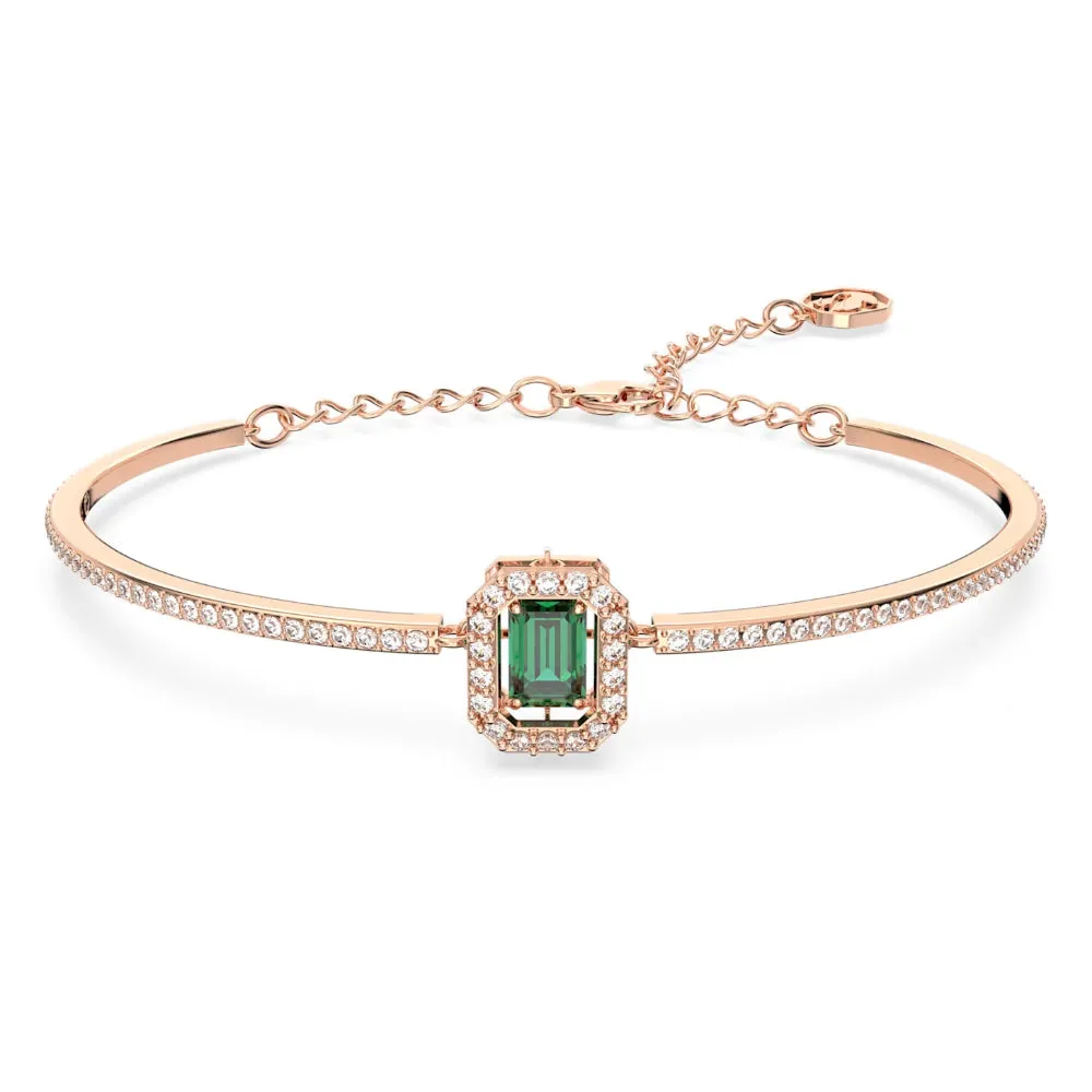 "Swarovski Millenia bangle Octagon cut, Green, Rose gold-tone plated"