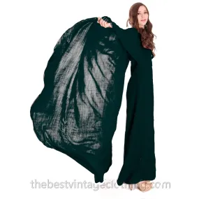 Stunning Vuokko Circle Cape Gown 1960s Black Wool Voile Iconic Design Finland 38 /8