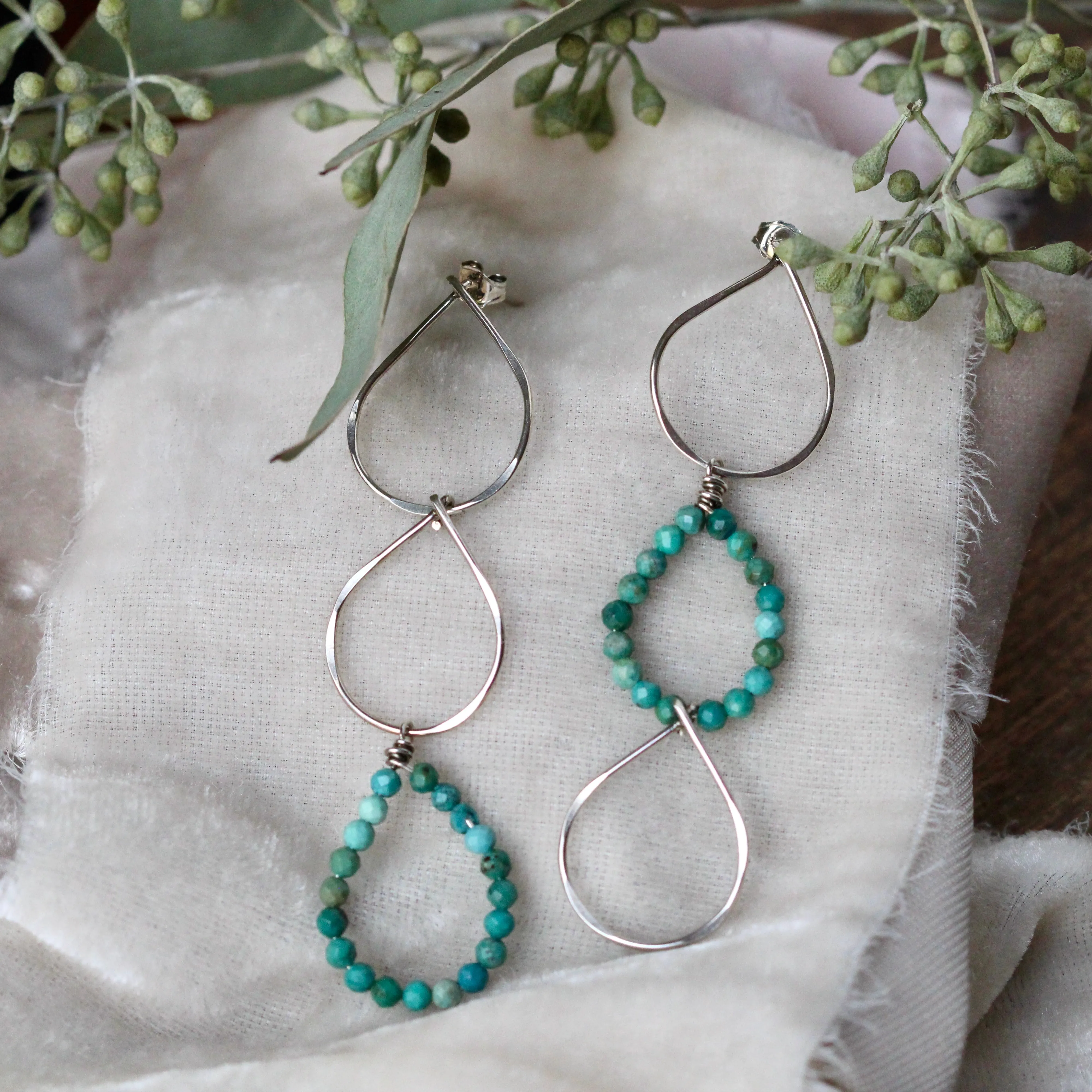 Turquoise Petal Drop earrings