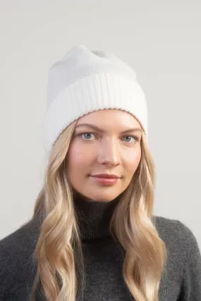 Unisex Plain Beanie Hat - Soft White