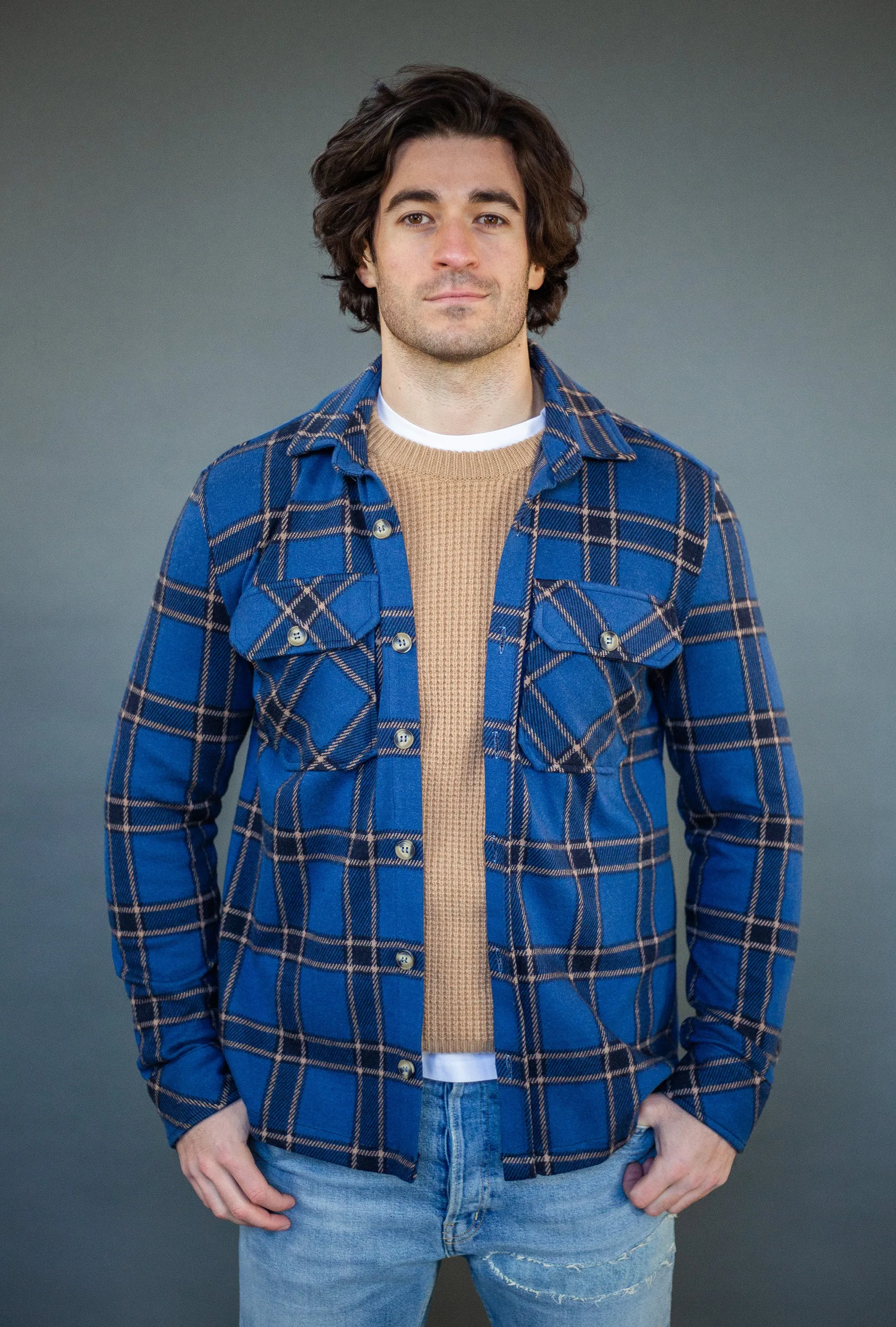 Vienna Blue Plaid Jersey Shirt