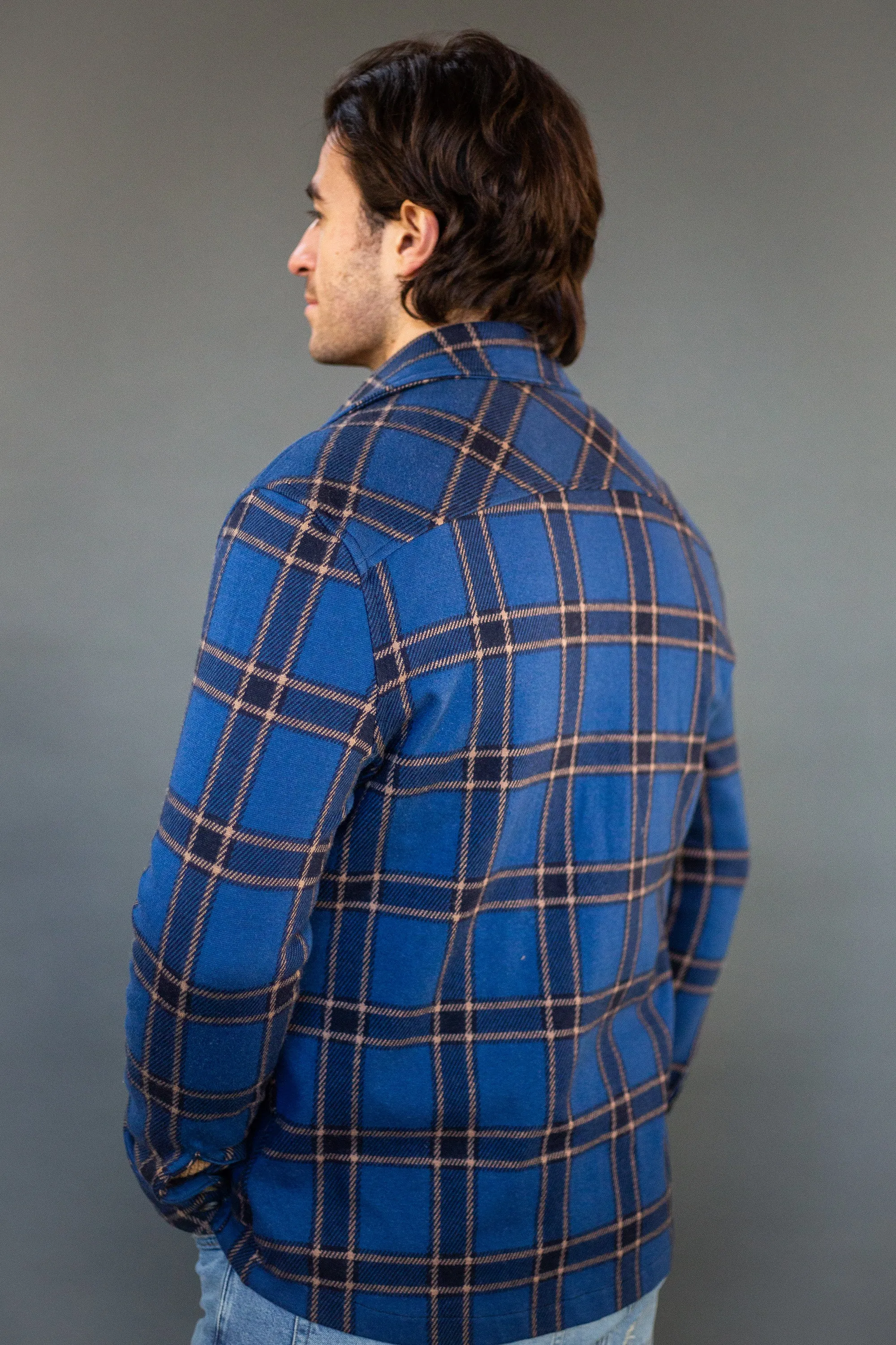 Vienna Blue Plaid Jersey Shirt